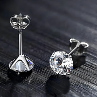 Luxury Sparkling Clear Stud Earrings Fashion Fine Round Zirconia Earrings 502
