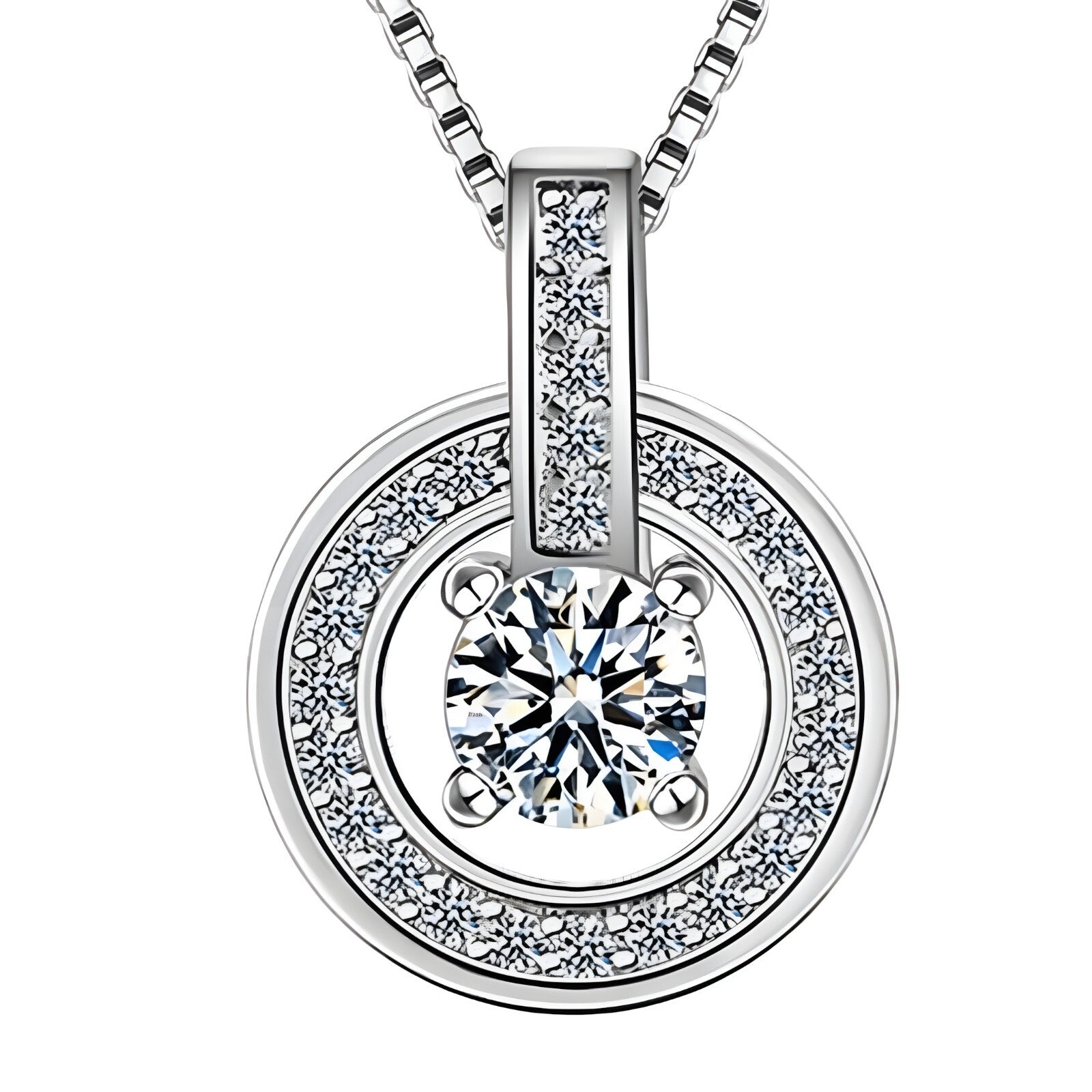 925 Sterling Silver Round AAA Zircon Pendant Necklaces Women Jewelry Dance 262