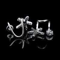 925 Sterling Silver Starfish & CZ Spiral Cuff Earrings - Unique Ear Climber 354