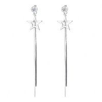 925 Silver-Plated Alloy Long Star Dangle Earrings for Women– Classic Zircon 1000