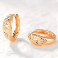 Sun and Star Huggie Hoop Earrings for Women |Celestial Round Zircon Embedded 636