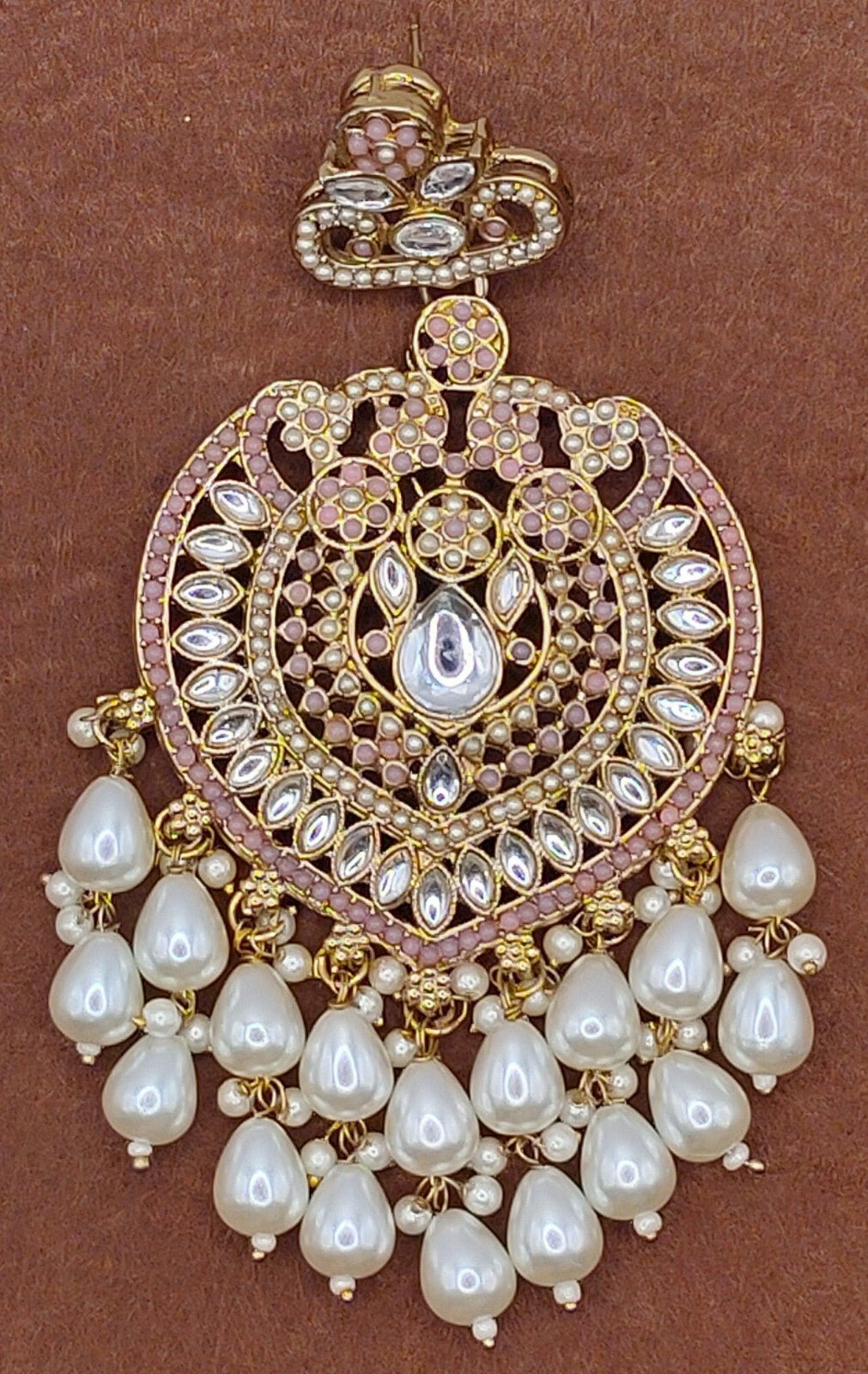 Elegant Bollywood Inspired Gold Kundan Earrings - Traditional Indian Jewelry 224