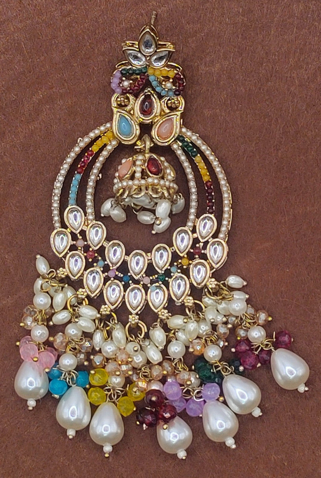 Elegant Bollywood Inspired Gold Kundan Earrings - Traditional Indian Jewelry 198