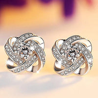 Knot Stud Earrings for Women – Trendy Cubic Zirconia Round Studs Interwoven 814