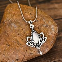 Stainless Steel Lotus Pendant Necklace for Women – Classic Geometric Design 666
