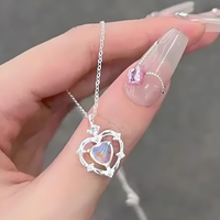 Heart Pendant Necklace Women, Popular Hollow Chain Charm, Stylish Fashion b168