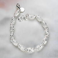 Sparkling Round Bead Bracelet For Women Silver Colour Adjustable Lobster 1763