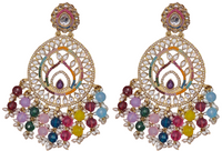 Elegant Bollywood Inspired Gold Kundan Earrings - Traditional Indian Jewelry 185