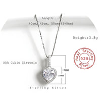 925 Sterling Silver Heart Pendant Necklace AAA Cubic Zirconia Charm Jewelry  275