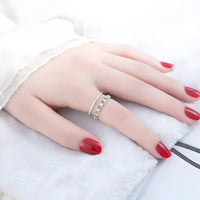 925 Sterling Silver Crown Ring Women; Adjustable Rhinestone Open Finger Band 393