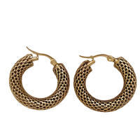 Chunky Huggie Hoop Earrings for Women Gold Color Stainless Steel Mesh Woven 645