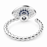 Evil Eye Spinner Ring For Women, Adjustable Open Band Fidget Anxiety Ring 1514