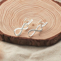 Infinity Loop Earrings in Silver Colour – Sparkling Pave Stones, 0.94" Drop  154