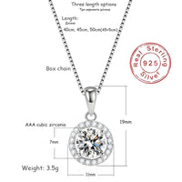 Sterling Silver Box Chain Necklace with Brilliant Zirconia Pendant Versatile 258