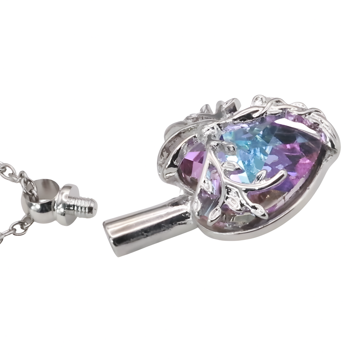 Elephant Tree Of Life Ashes Urn Necklace, Silver Plated Memorial Pendant B256