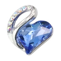Blue Crystal Heart Pendant Necklace - Silver Plated Fashion Jewellery B317