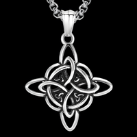 Stainless Steel Celtic Knot Pendant Necklace - Geometric Ethnic Cross Knot 1239