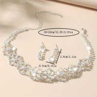 Silver Crystal Choker Necklace & Earrings Set Women – Sparkling Rhinestone 689