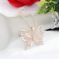 Butterfly Pendant Necklace for Women – Rose Gold Zinc Alloy Butterfly Charm 1186