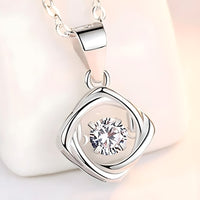 925 Sterling Silver Dancing Zircon Necklace – Twisted Pendant Charm with 5mm 274