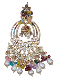 Elegant Bollywood Inspired Gold Kundan Earrings - Traditional Indian Jewelry 198