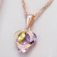 Rose Gold Colour Copper Cubic Zirconia Geometric Pendant for Women, Vintage 1260