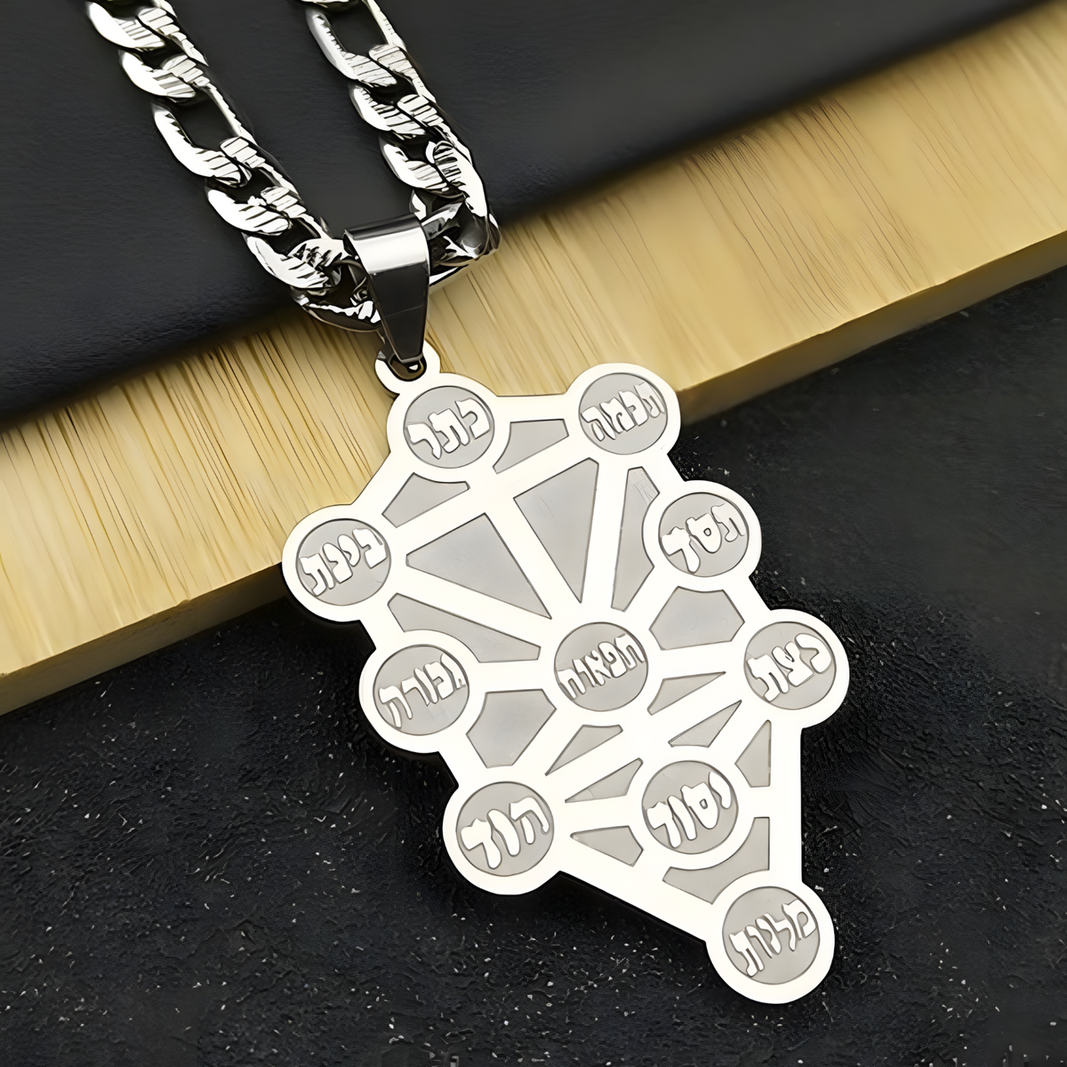 Silver Kabbalah Sephirot Tree Of Life Design – Hebrew symbolic pendant 1073
