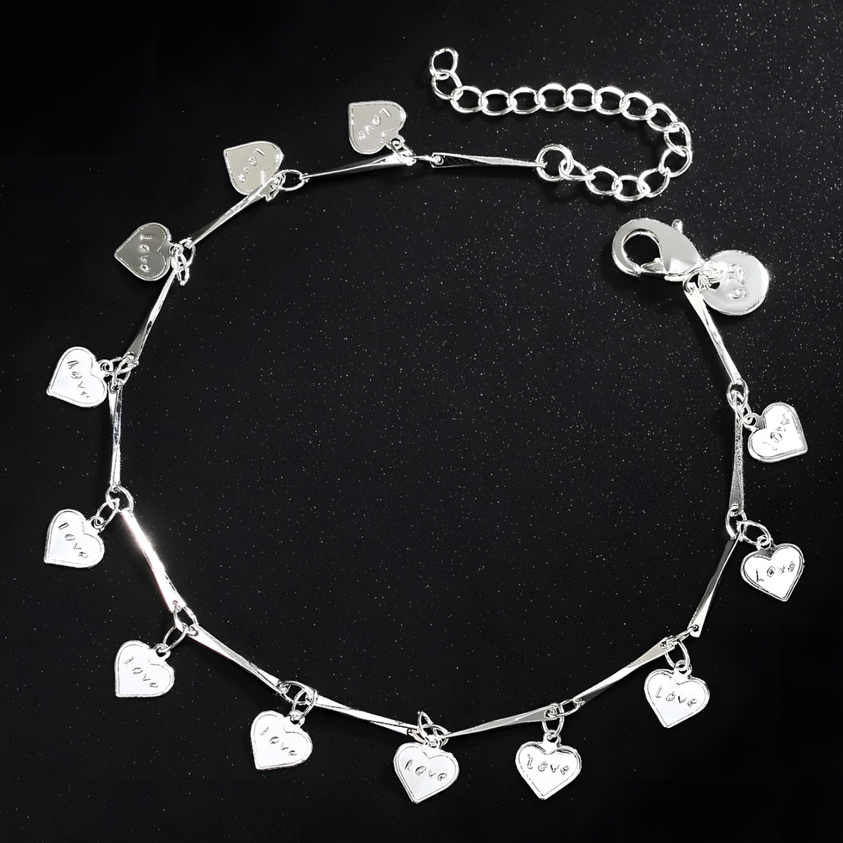 925 Silver Heart Charm Bracelet For Women - Love Pendant Chain Bracelet 1786