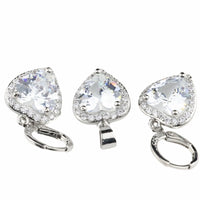 Heart Halo Necklace & Earrings Set -Sparkling Heart Pendant with Halo Cubic 1485