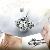 925 Sterling Silver Necklace Round Cubic Zirconia Pendant, Women's Jewellery 272