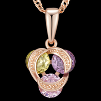 Rose Gold Colour Copper Cubic Zirconia Geometric Pendant for Women, Vintage 1260