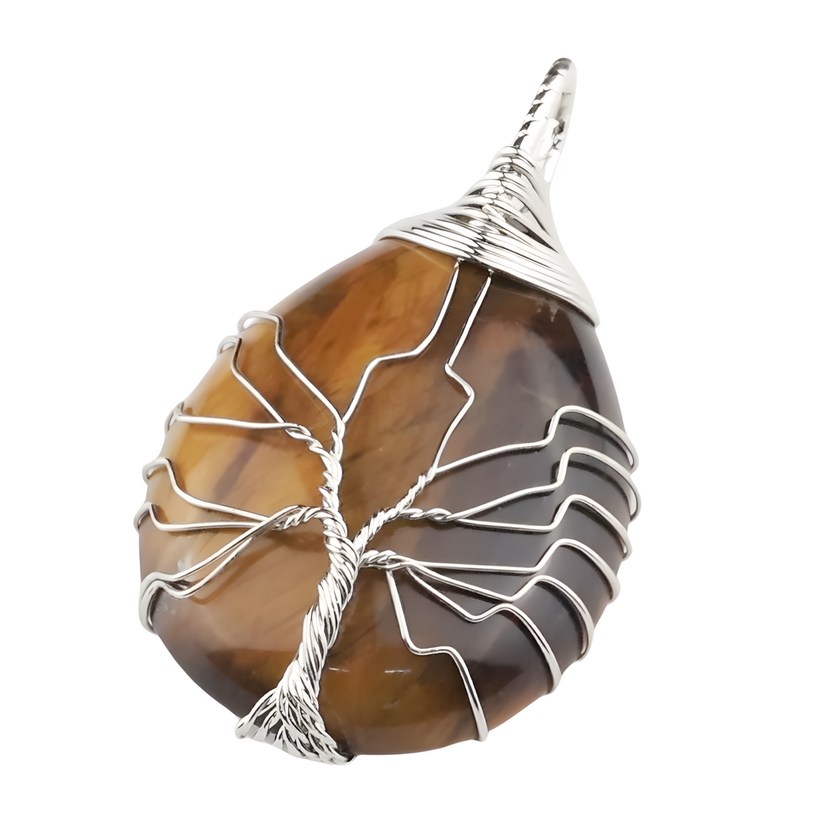 Tree of Life Tiger Eye Pendant Necklace Spiritual Crystal Healing Statement 1335