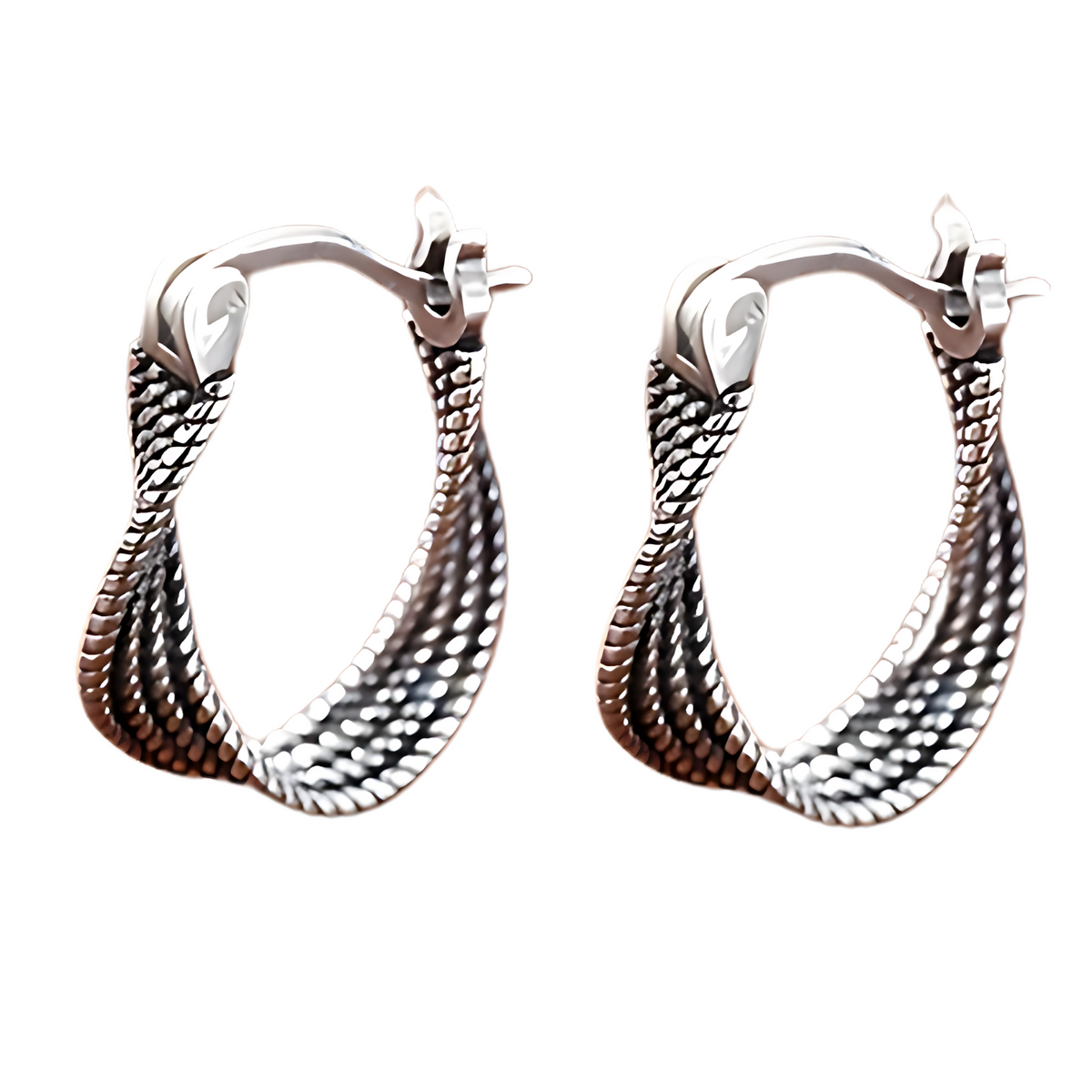 S925 Sterling Silver Twisted Huggie Hoop Earrings Women, Small Vintage Rope 617