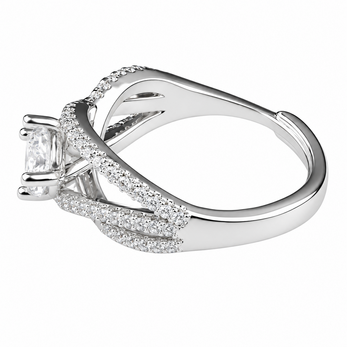 Luxury Round Brilliant Cut Zirconia Solitaire Ring Adjustable X-Shape 1650