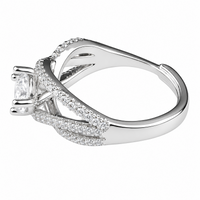 Luxury Round Brilliant Cut Zirconia Solitaire Ring Adjustable X-Shape 1650