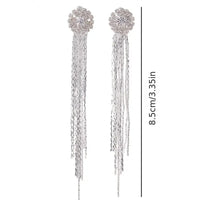 Full Shiny Rhinestone Tassel Design Long Dangle Earrings Luxury Elegant Style 97