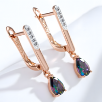 Rose Gold Colour Drop Earrings for Women, Copper Alloy with Silver Colour 1290