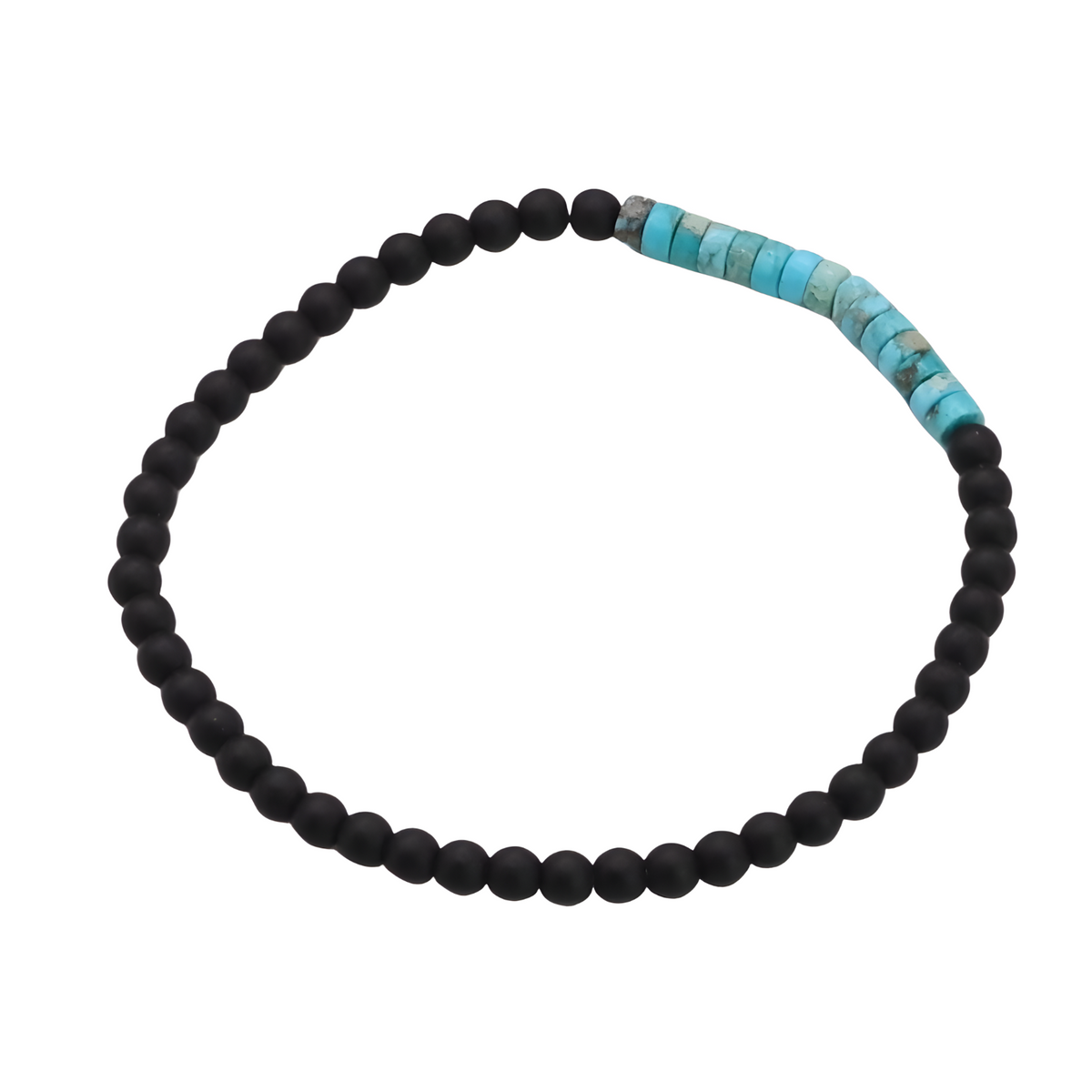 Natural Stone Chakra Bracelet, 4mm Black Onyx Beads Emperor Stone Accents B124