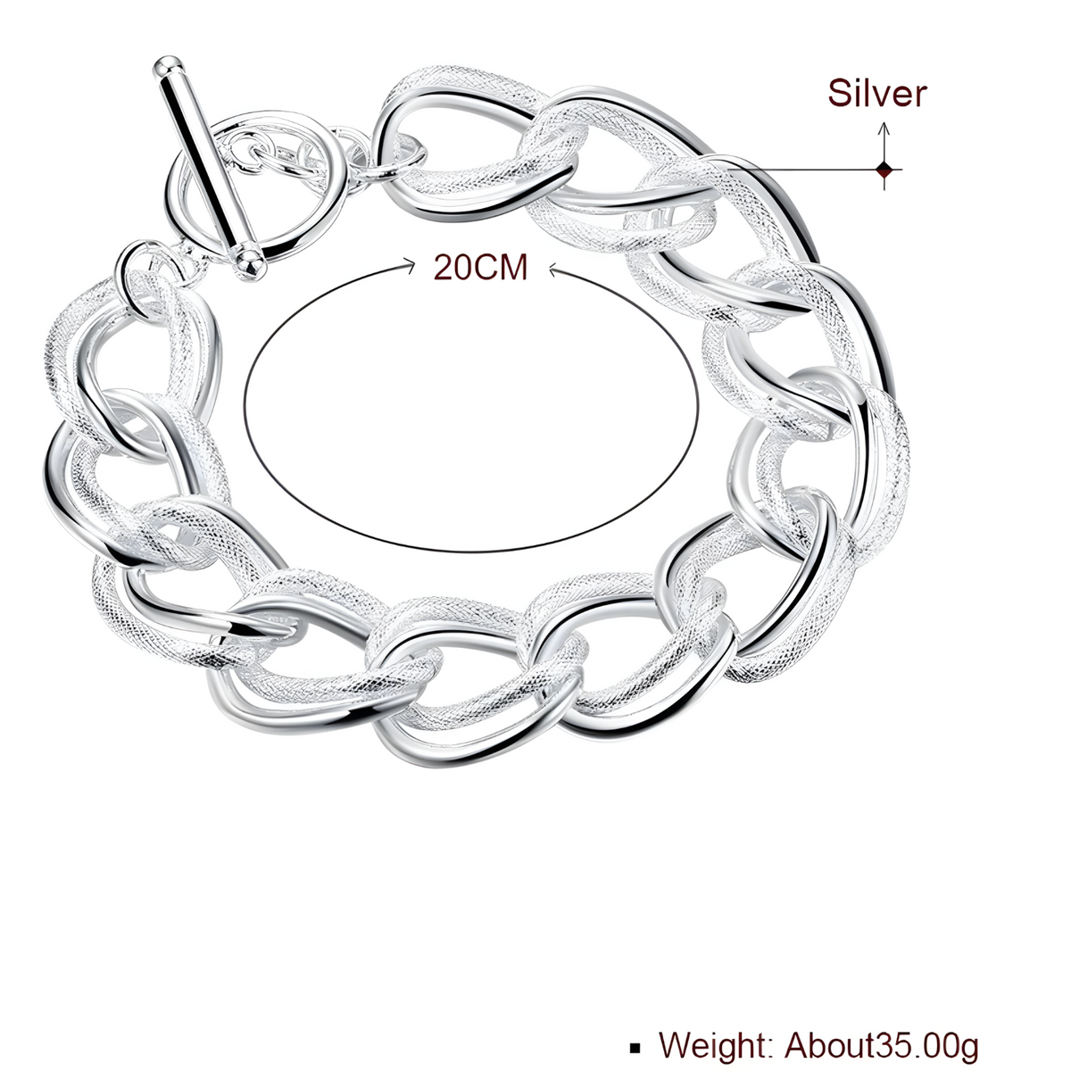 Double-Twist Link Bracelet for Women – Chunky Double Twist Chain 20 cm (8") 1430
