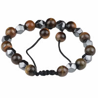 Brown 8mm Tiger Eye Beaded Bracelet Adjustable Macrame Bracelet Unisex 1353