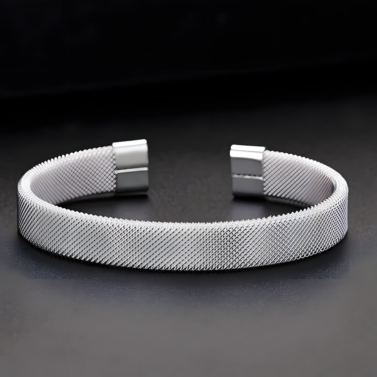 Wide Mesh Cuff Bracelet for Women - Adjustable Open Bangle, 6.5cm Diameter 1813