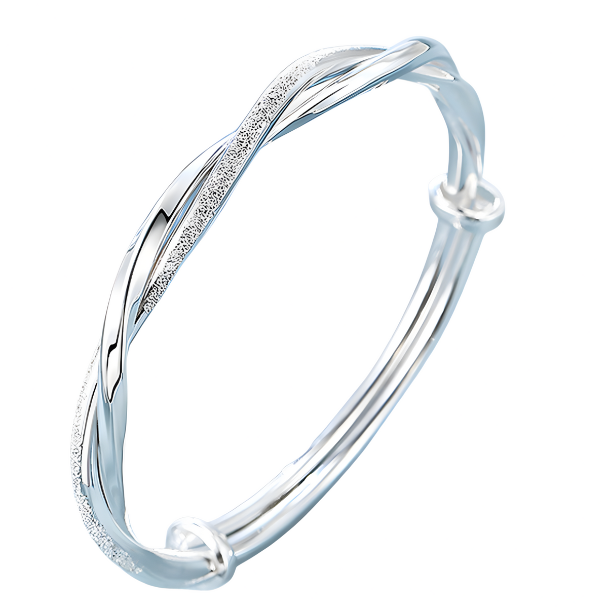 Silver Plated Alloy Adjustable Bangle Bracelet For Women 6cm Diameter 7g 1412