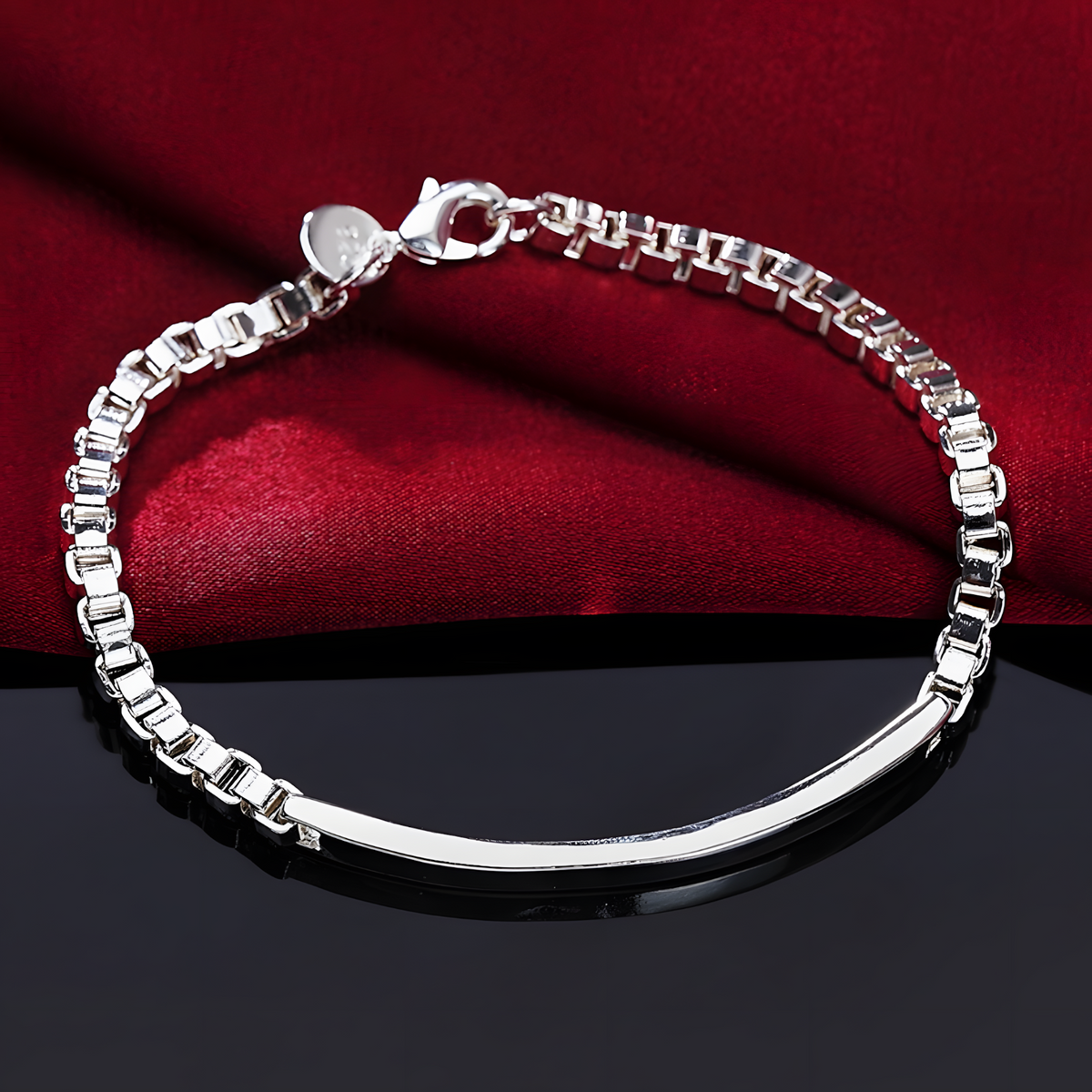 925 Sterling Silver 4mm Box Chain Bracelet For Women Men Wedding Engagement 1758