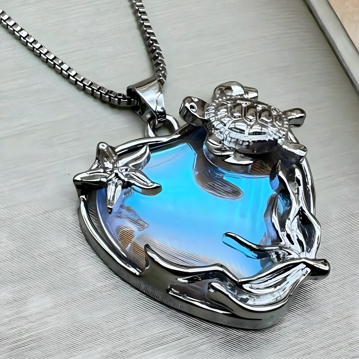 Sterling Silver Plated Sea Turtle Starfish Heart Pendant Necklace UK Ship B28