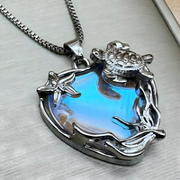 Sterling Silver Plated Sea Turtle Starfish Heart Pendant Necklace UK Ship B28