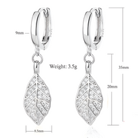 Elegant Leaf Drop Earrings Women - Sterling Silver 925, Sparkling CZ Crystal 300
