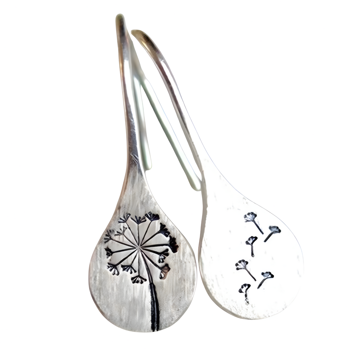 Vintage Silver-Tone Zinc Alloy Teardrop Dangle Earring Lightweight Artistic 1224