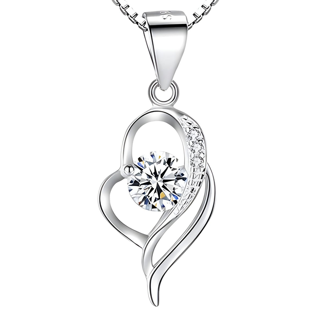 Sterling Silver Heart Necklace for Women – Real 925 Pendant with AAA Cubic 287