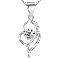 Sterling Silver Heart Necklace for Women – Real 925 Pendant with AAA Cubic 287