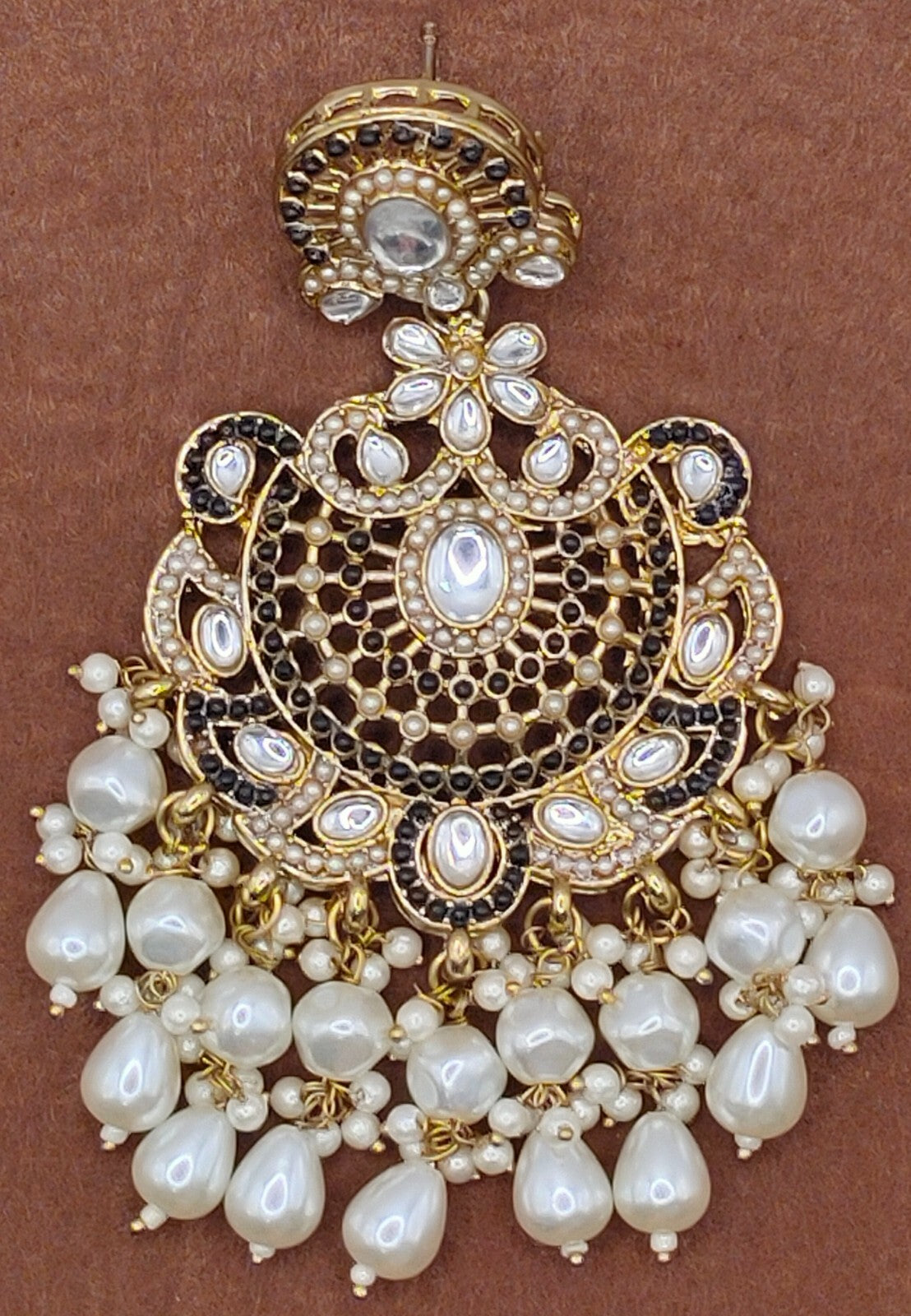 Elegant Bollywood Inspired Gold Kundan Earrings - Traditional Indian Jewelry 227